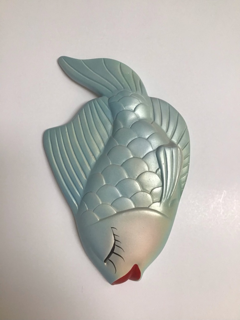 Miller Studio Chalkware Fish Bath Wall Decor Blue Green Red Lips 1960s Vintage - Picture 4 of 16